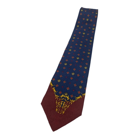 Rare Mens Gianni Versace Medusa Print Royal Blue & Red Designer Luxury Neck Tie - Picture 8 of 14